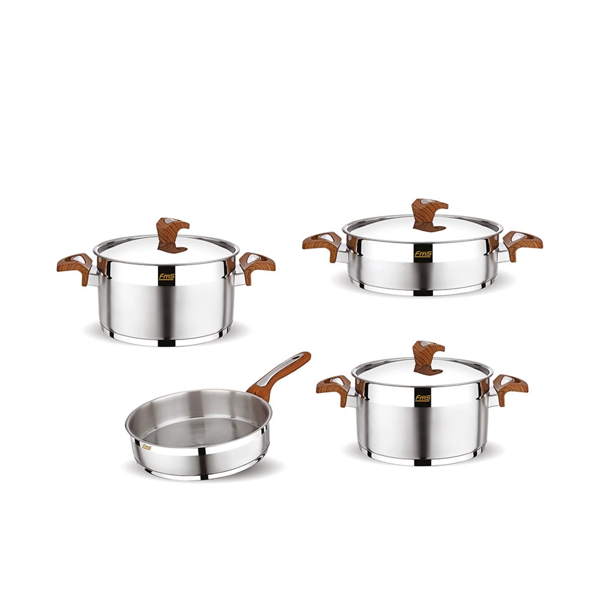 FMS YILDIZ 7 PARÇA TENCERE SET AHŞAP KULP