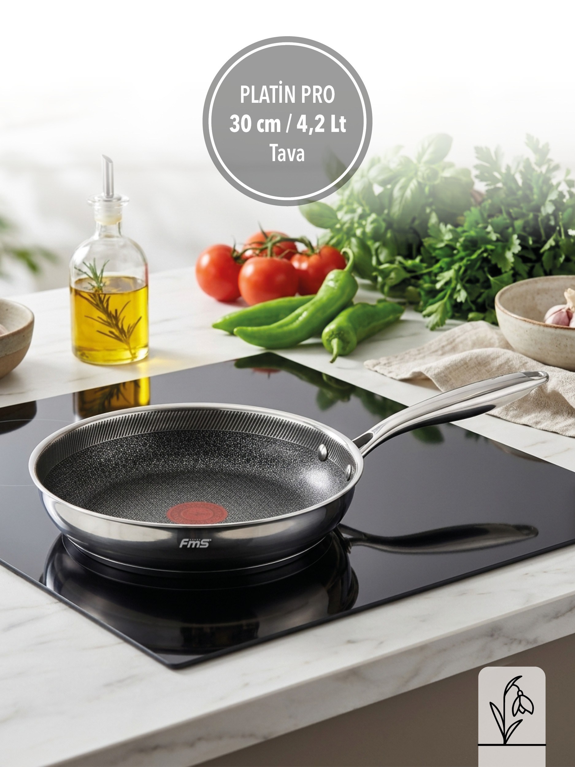 PLATİN PRO | ÇİZİLMEZ | 30CM YAĞ TAVA | İNDÜKSİYON UYUMLU | YANMAZ YAPIŞMAZ