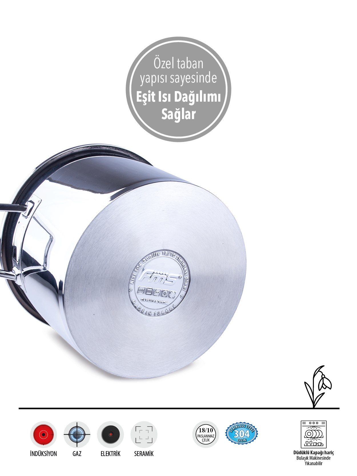 Fms Atlas İkiz Düdüklü Set Paslanmaz | 4-6 LT | Güvenli Basınç