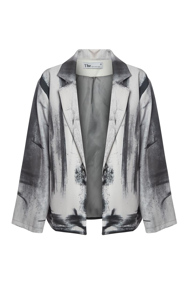 Unisex Baskılı Eskitme Ceket 