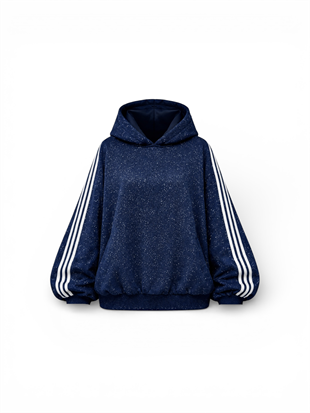 kapşonlu simli sweat 