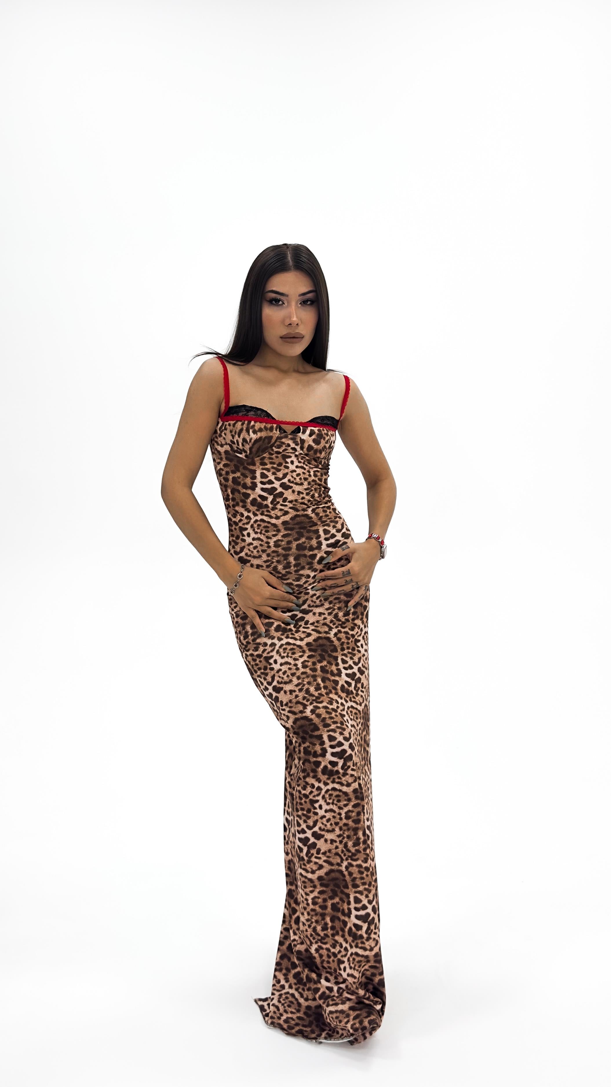 Leopar Kalem Elbise