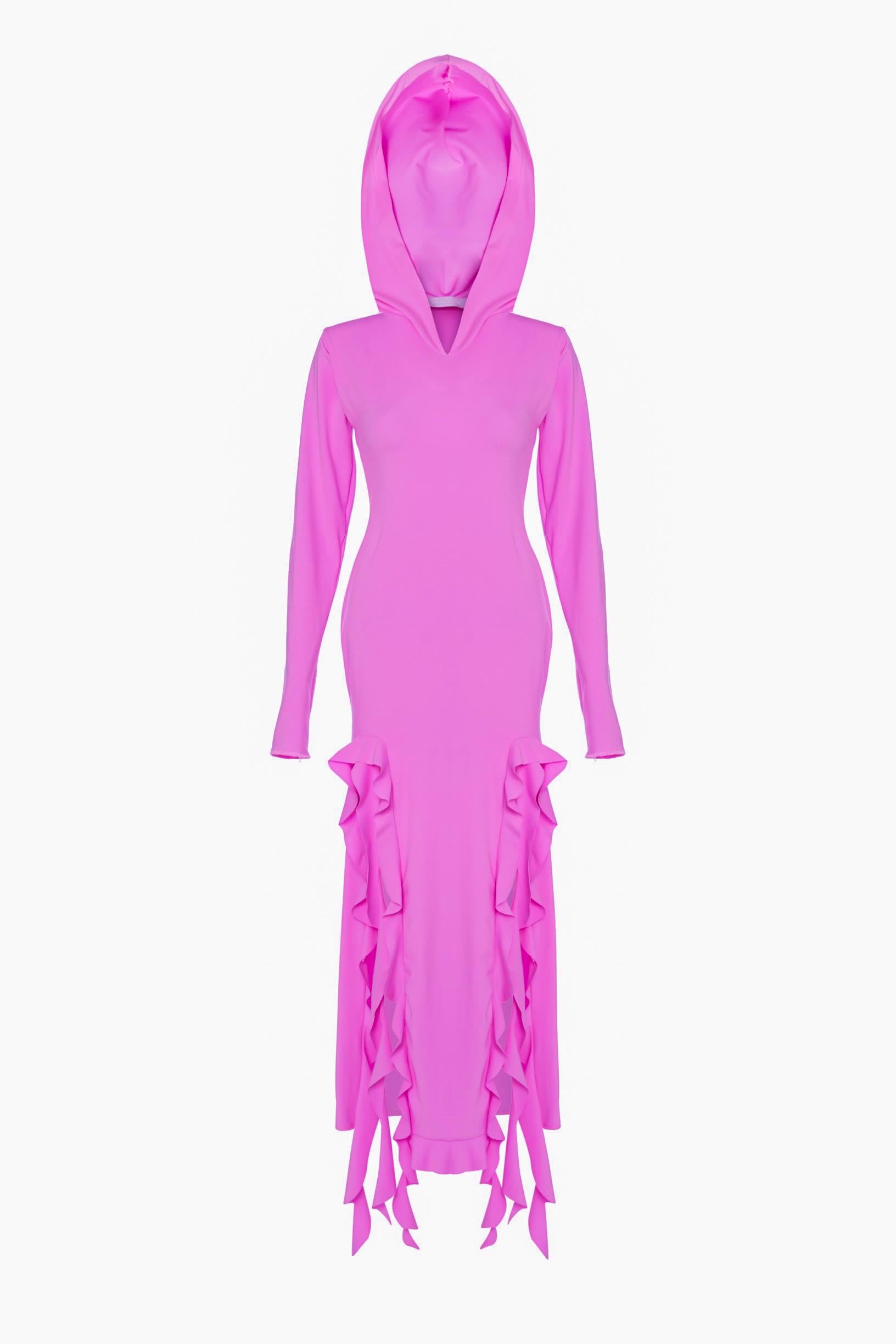 Özel Tasarım Ruffle Kapüşonlu Elbise