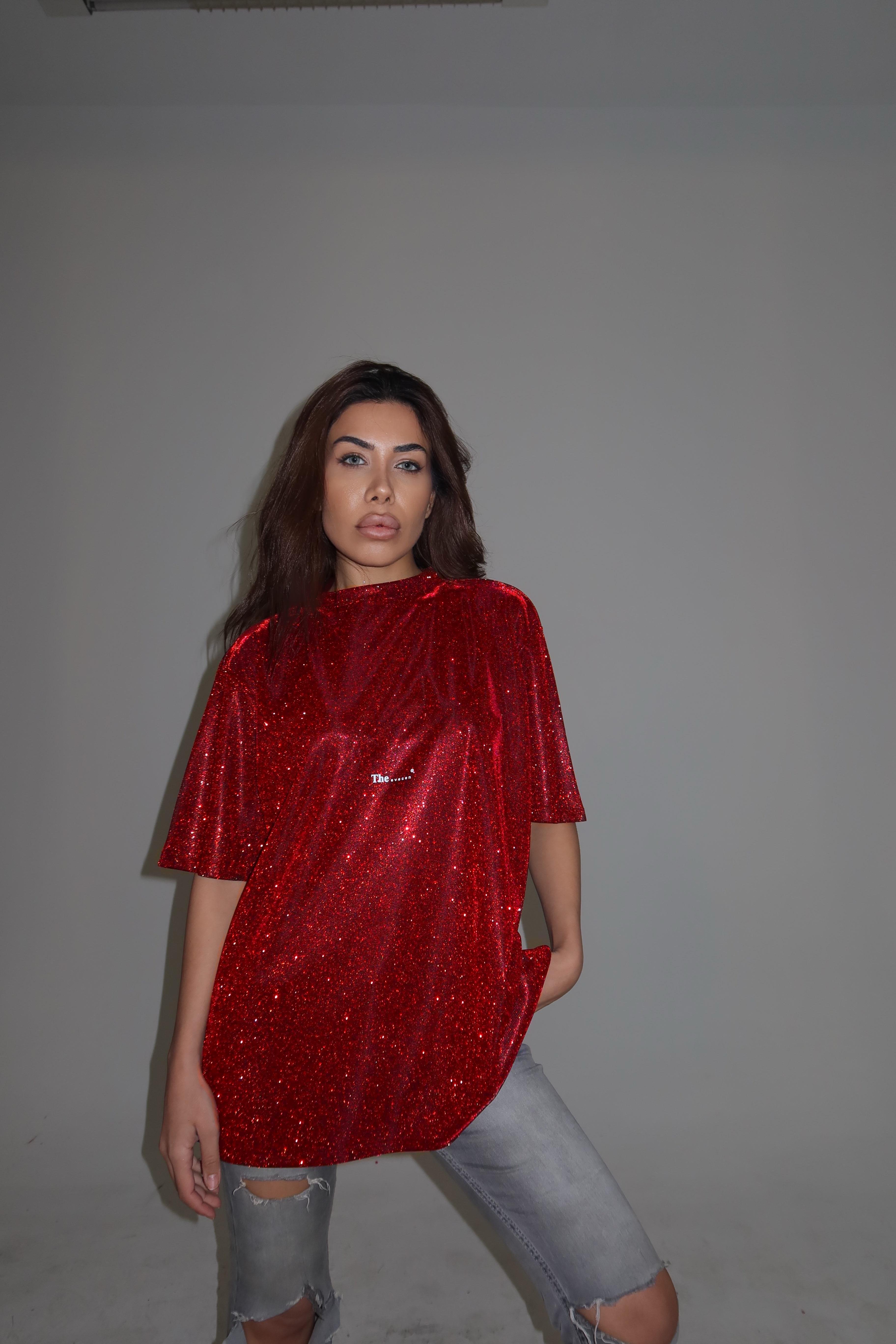 Özel Tasarım Simli  Glitter T-Shirt