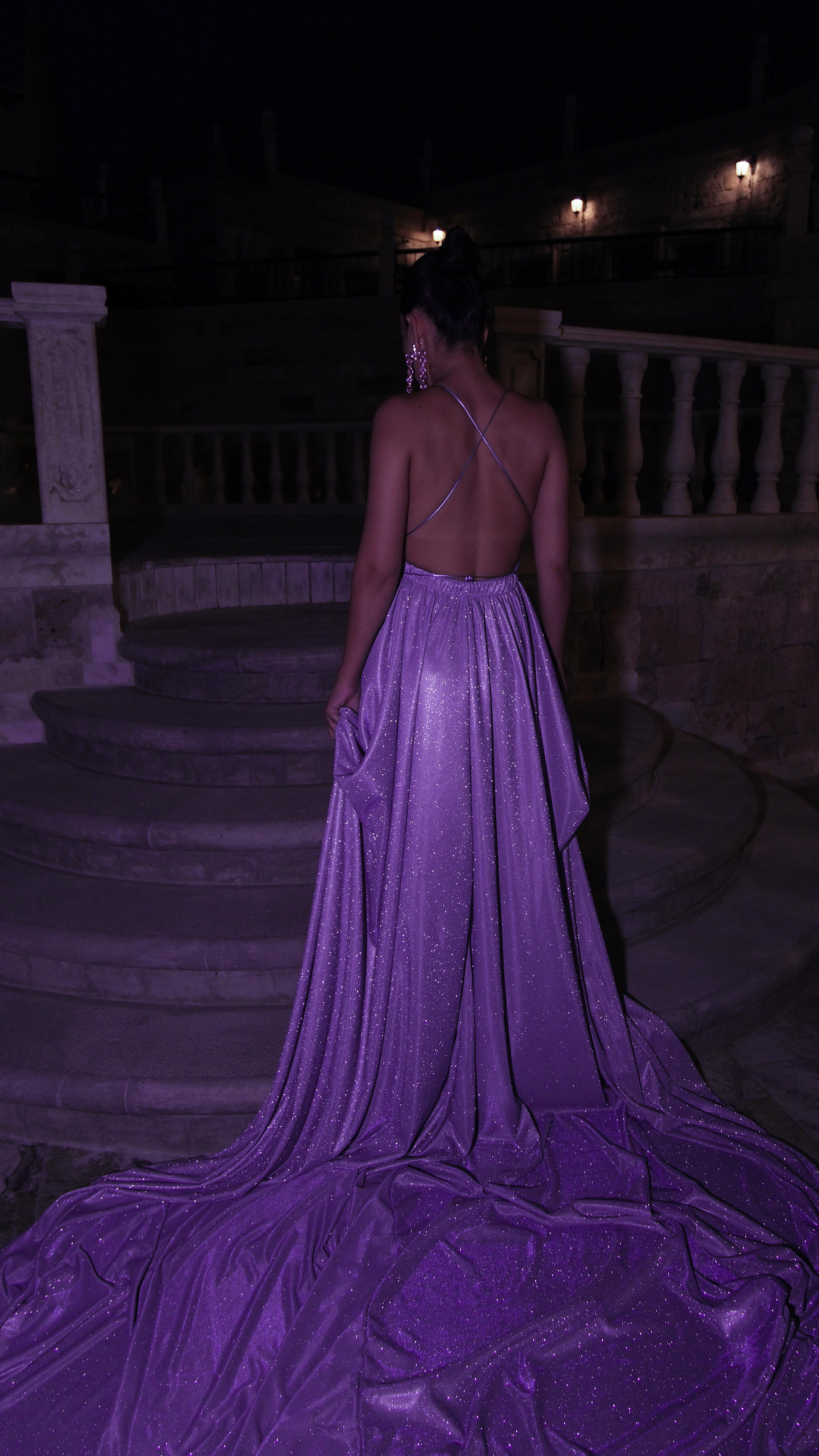 Simli Uzun Kuyruklu Elbise