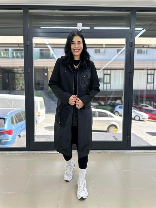 Büyük Beden kelebek detaylı trenç
