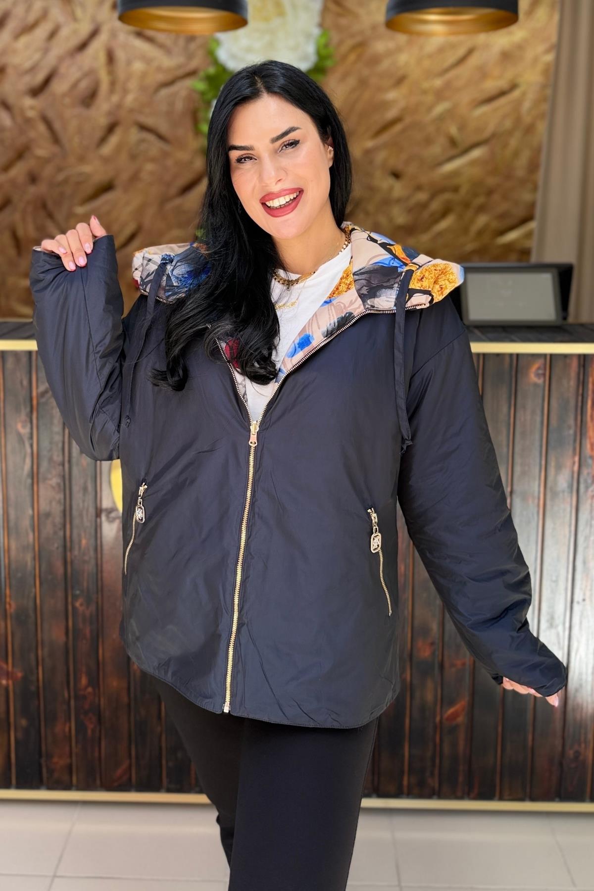 ÇİFT TARAFLI GİYİLEBİLEN BÜYÜK BEDEN MONT