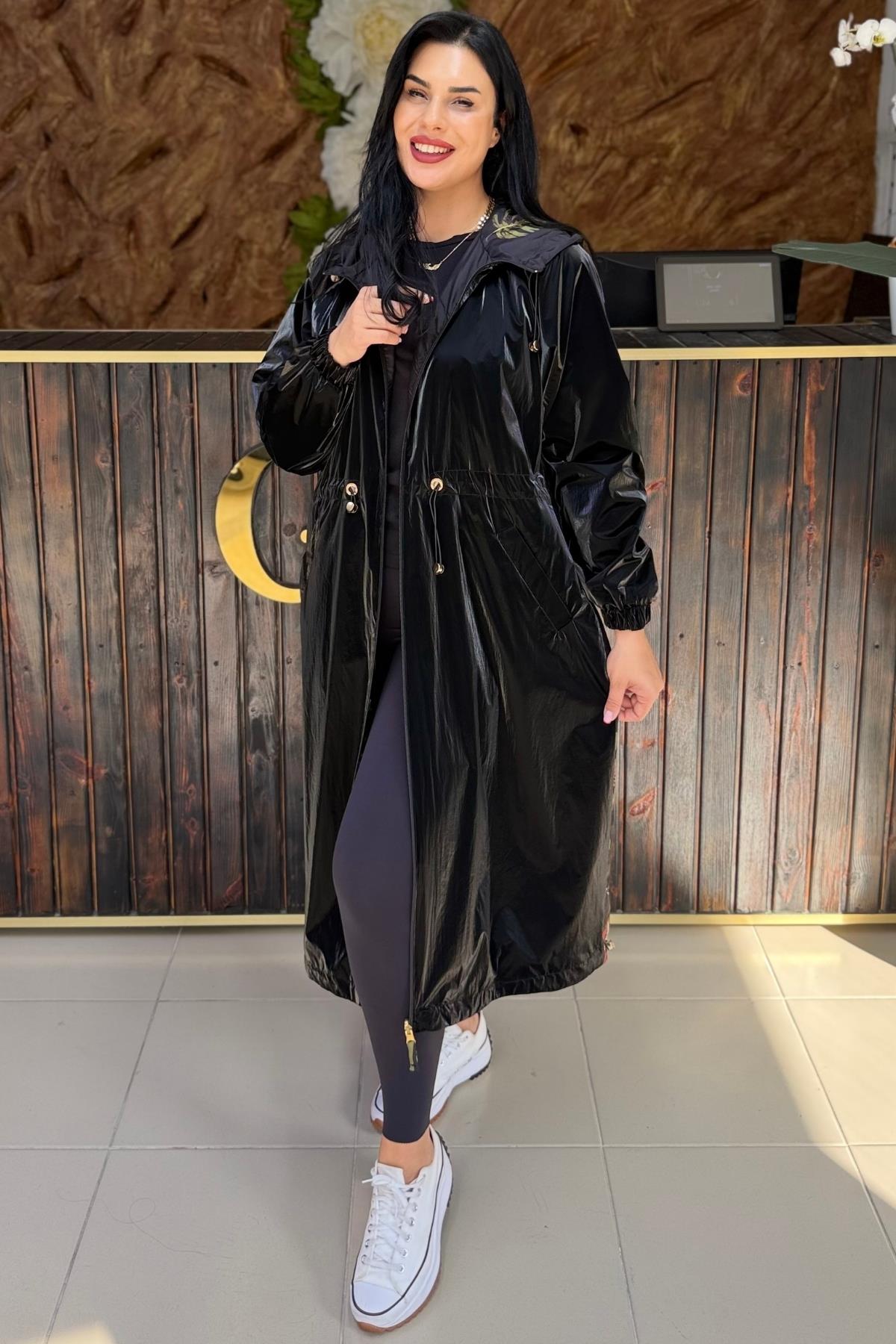 ÇİFT TARAFLI UZUN YAĞMURLUK BÜYÜK BEDEN