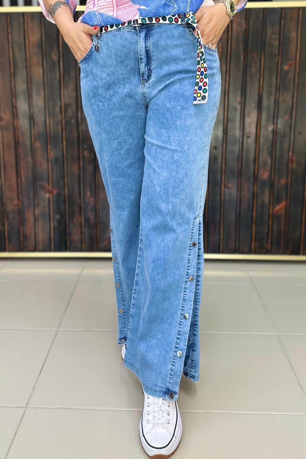 ÇITÇIT PAÇA KEMERLİ PAMUKLU JEAN BÜYÜK BEDEN