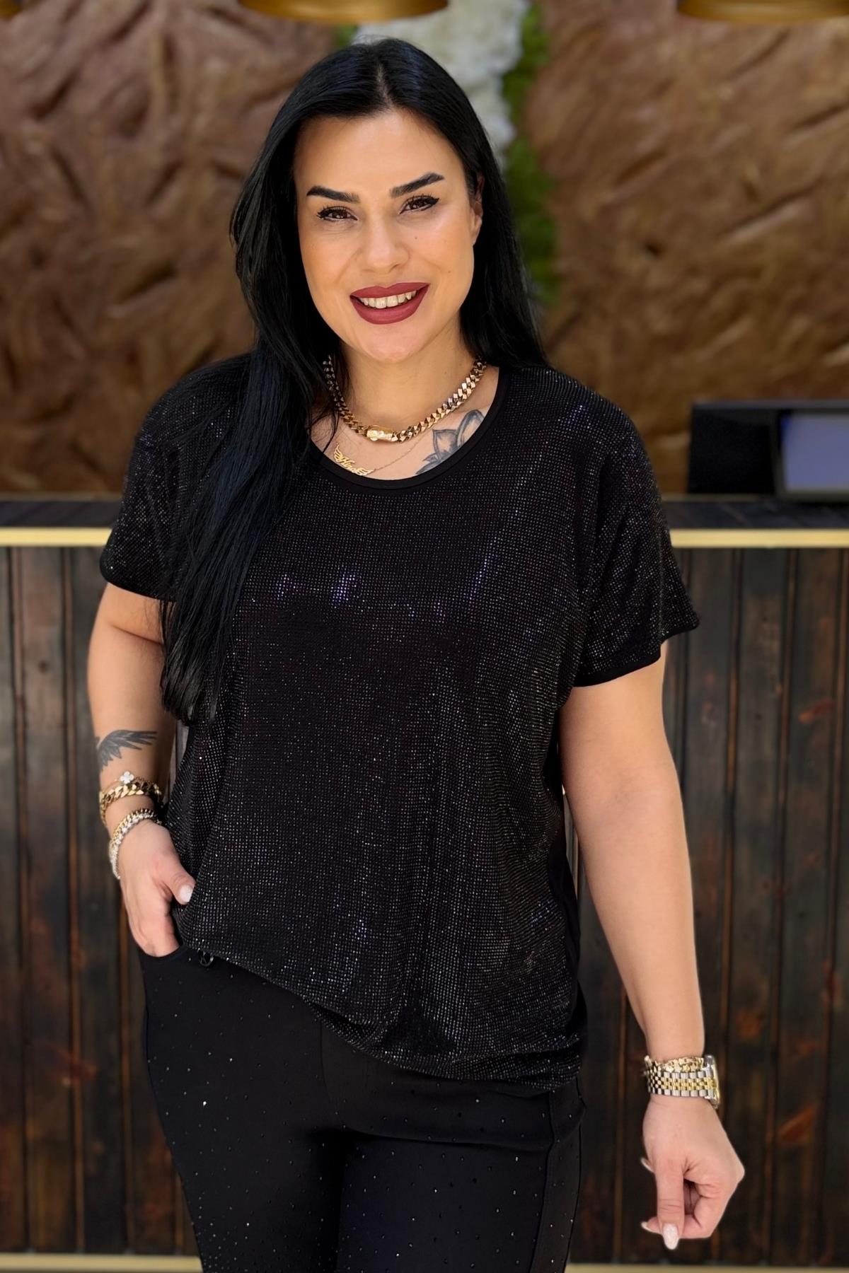 FULL TAŞLI BÜYÜK BEDEN BLUZ