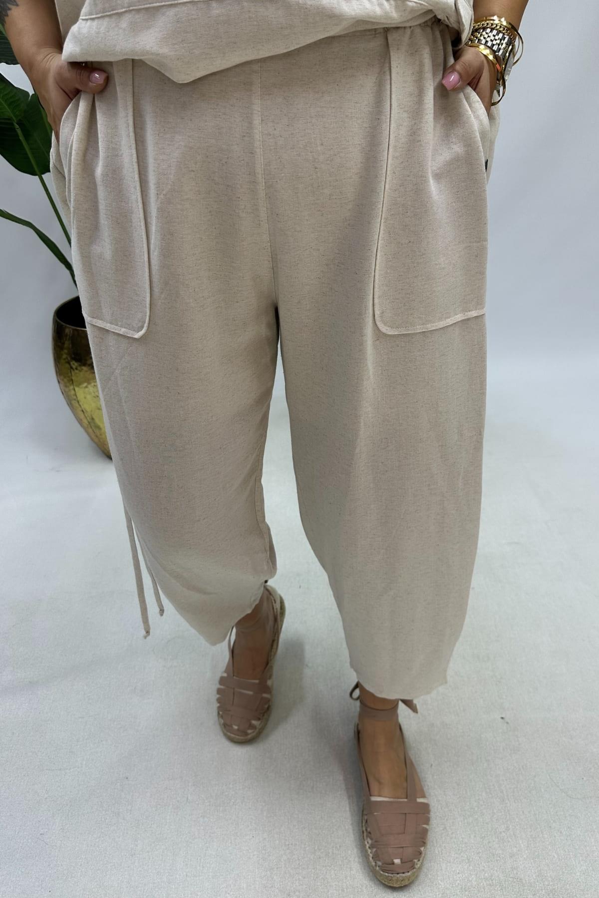 NATUREL KETEN PANTOLON BÜYÜK BEDEN