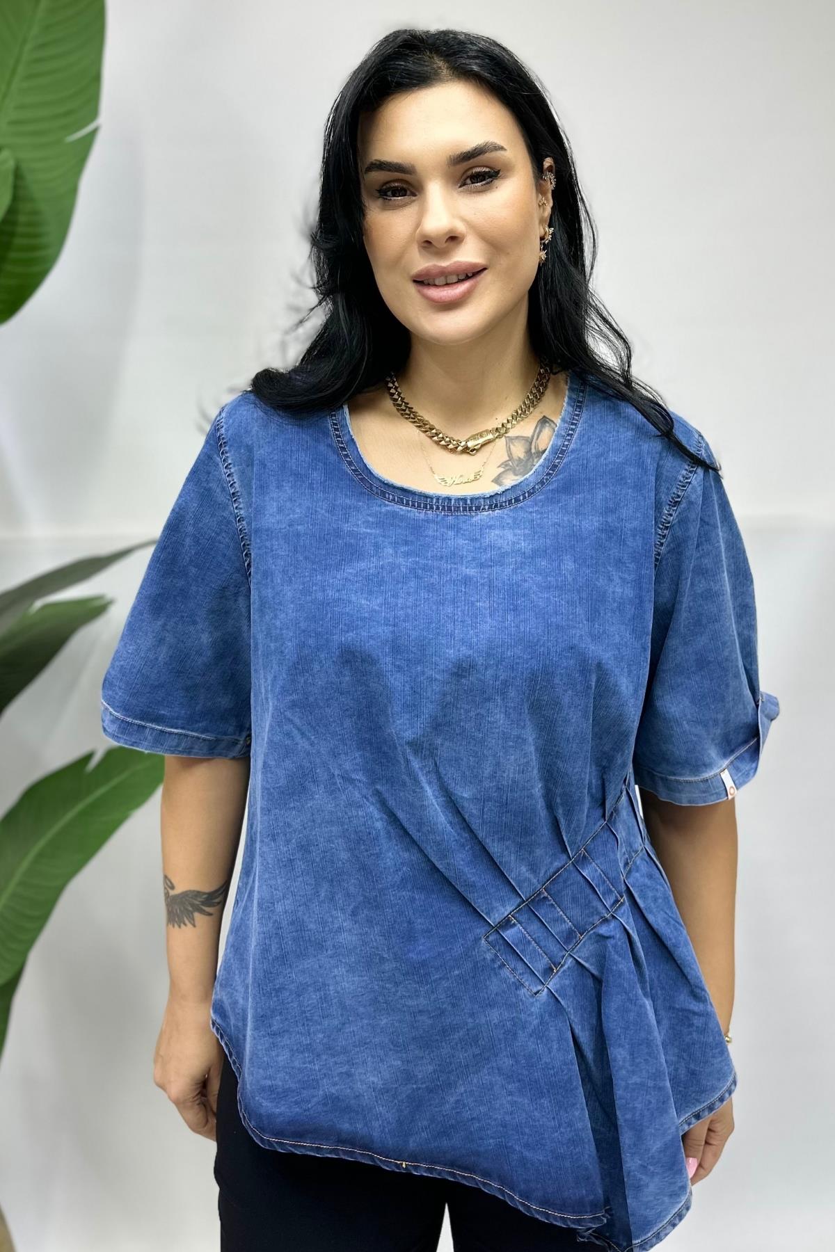 pensli kot bluz mavi