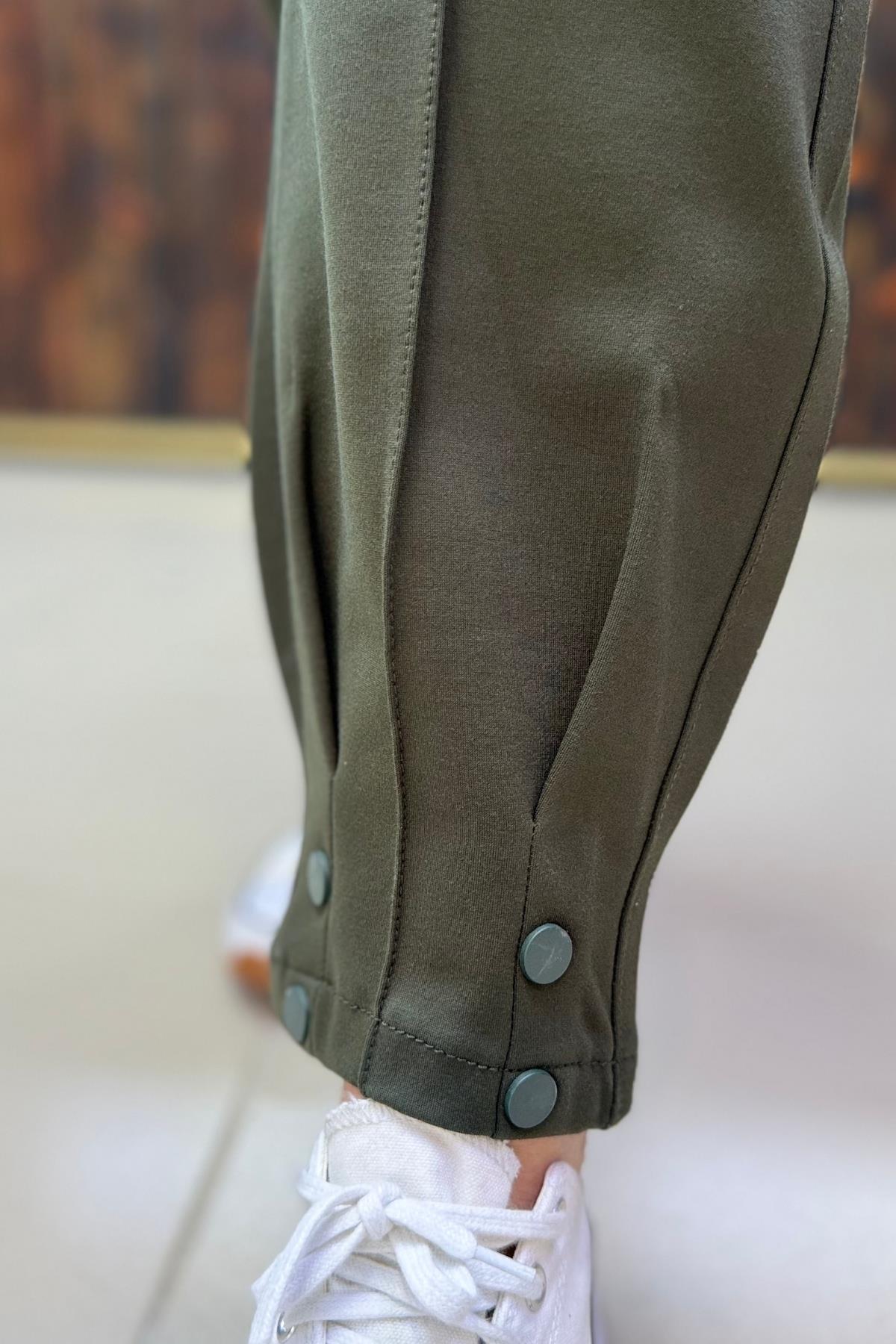 PLİSE PAÇA HAKİ BÜYÜK BEDEN PANTOLON