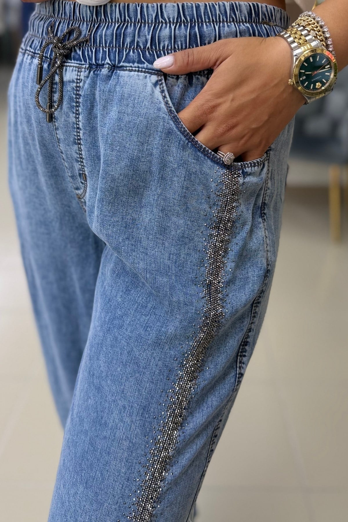 TENCEL TAŞLI BÜYÜK BEDEN PANTOLON