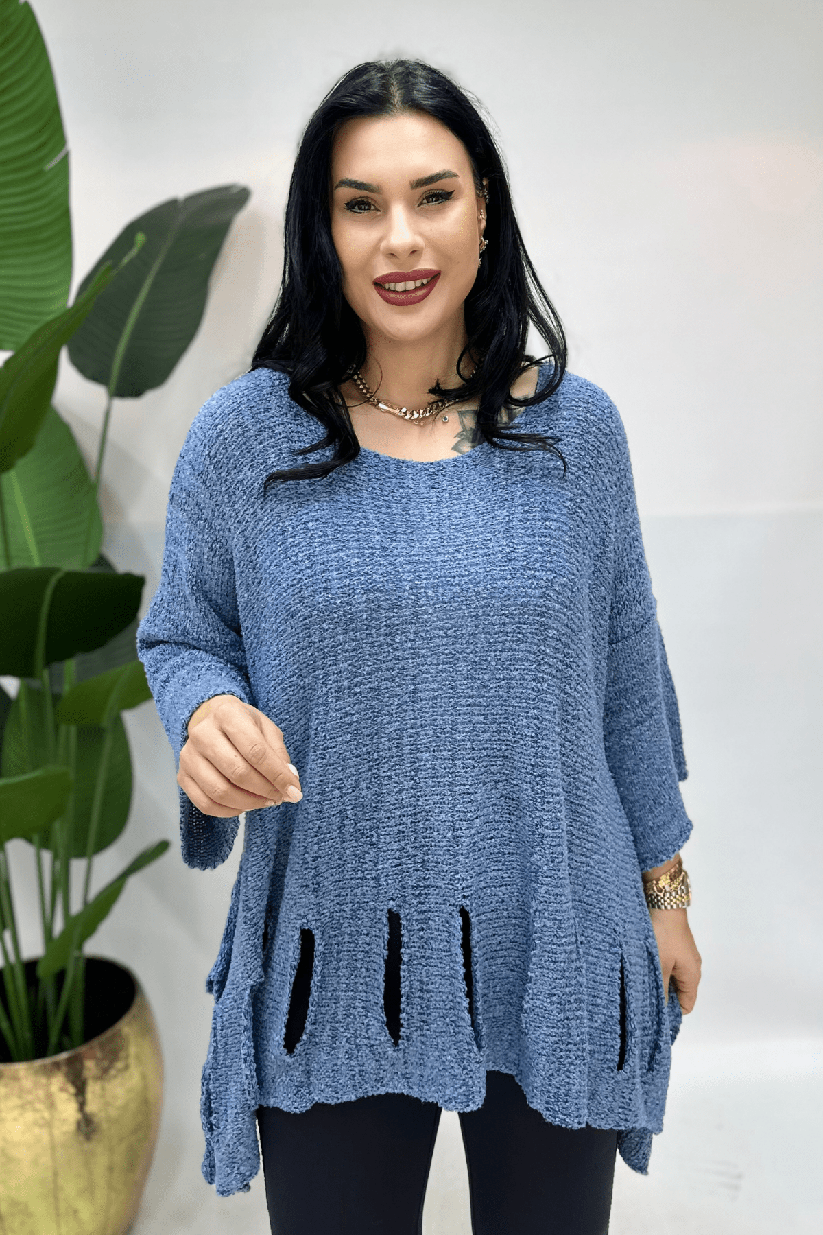 YUMOŞ PENCERE DET MAVİ TRİKO BÜYÜK BEDEN
