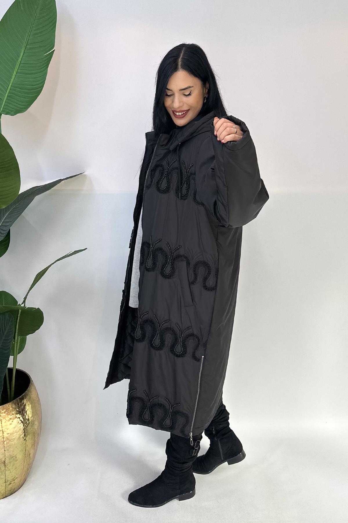 10408 AYSEL TAŞLI UZUN MONT - SİYAH