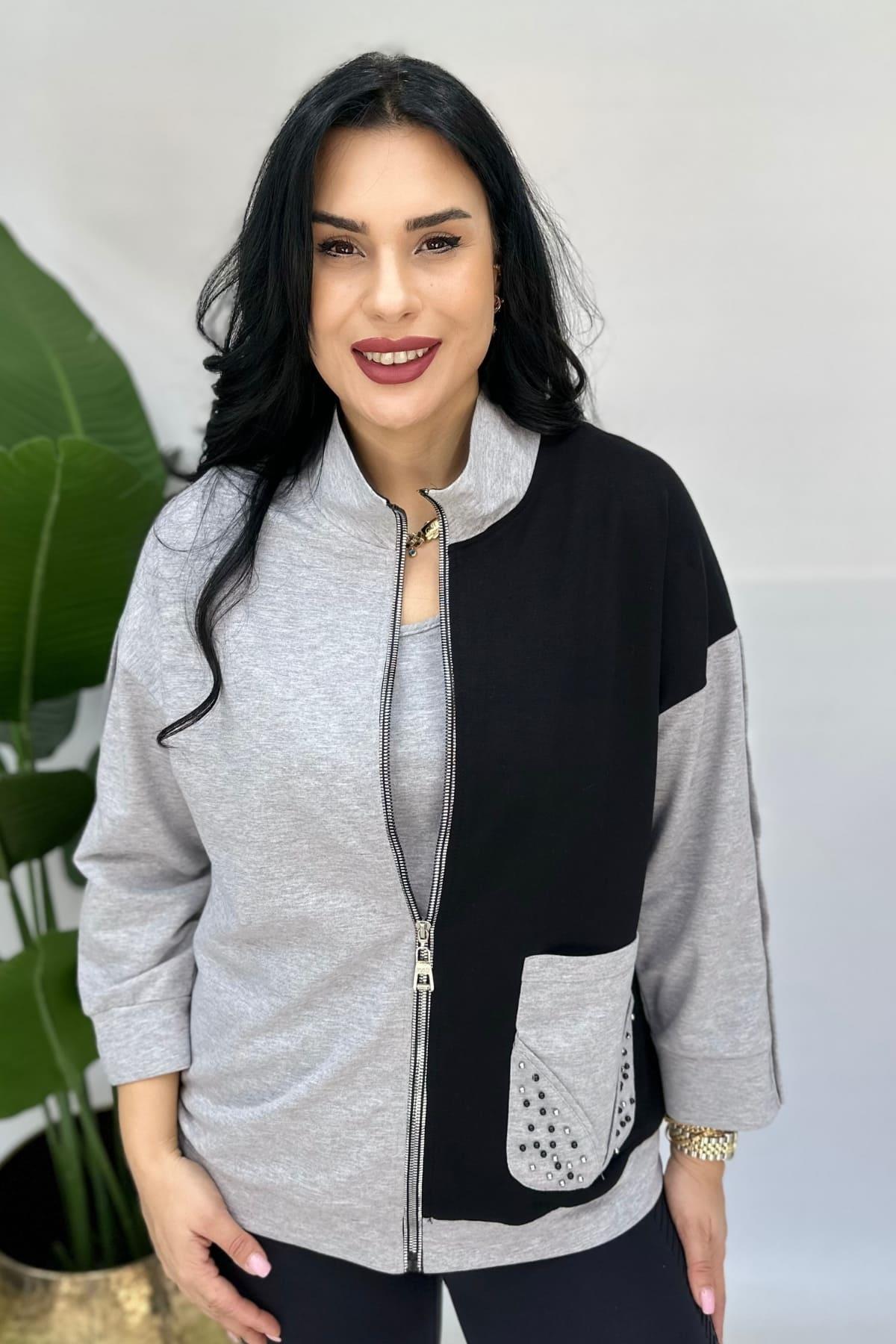 2Lİ İNCİLİ HIRKA VE ATLET - SİYAH