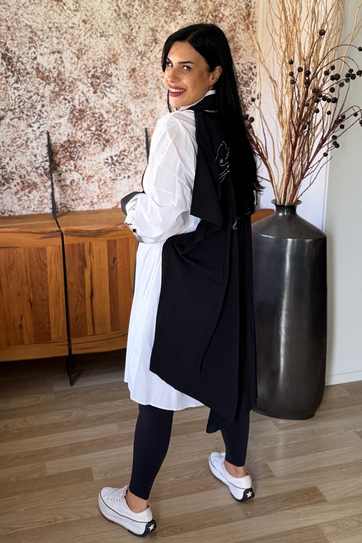 ASİMETRİK ÖZEL TASARIM GÖMLEK ELBİSE