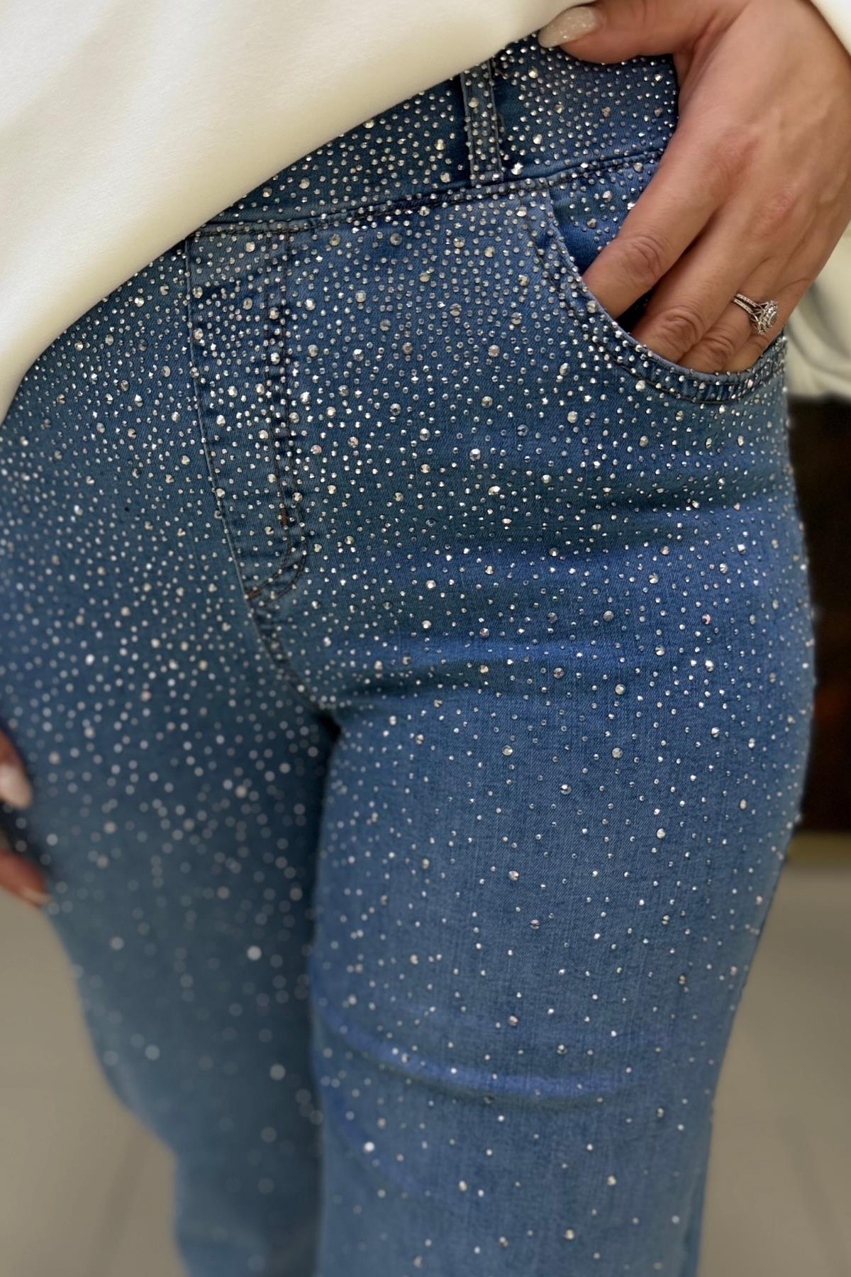 BEL VE PAÇASI FUL TAŞLI JEAN BÜYÜK BEDEN PANTOLON