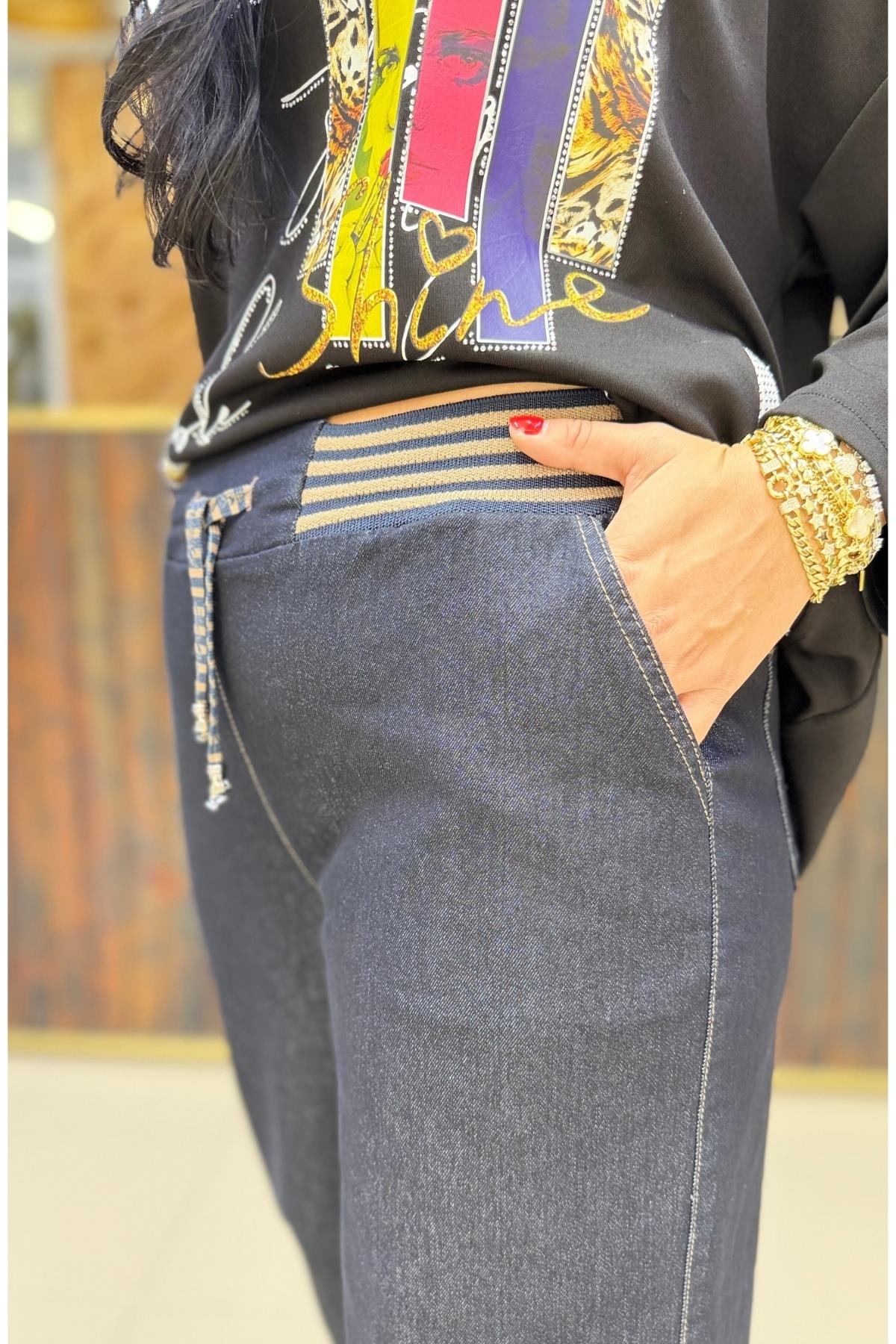 BELİ LASTİKLİ MOM JEAN BÜYÜK BEDEN