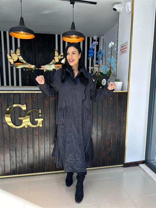 Büyük Beden Jile elbiseli 2 li pamuklu paraşüt elbise takım