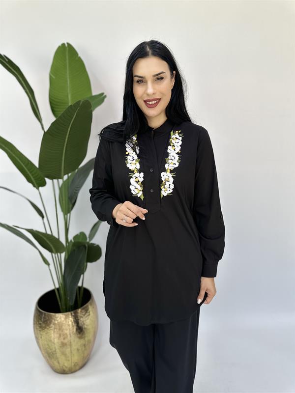 Büyük Beden kabartma detaylı tunik bluz