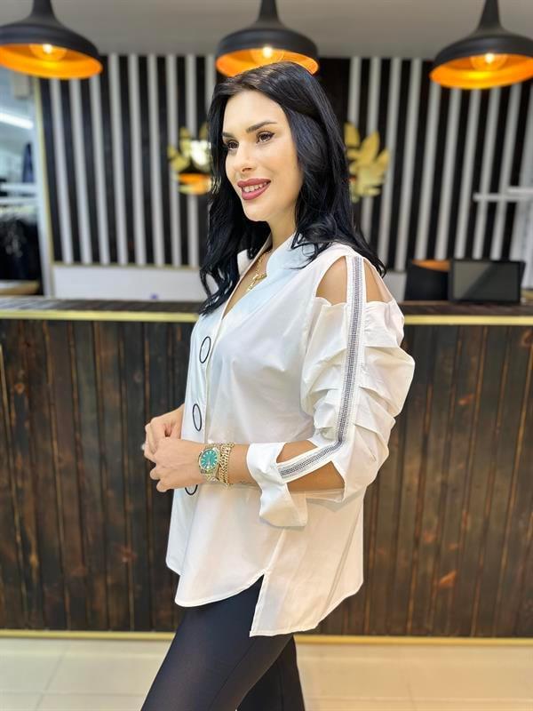 Büyük Beden kol detaylı bluz