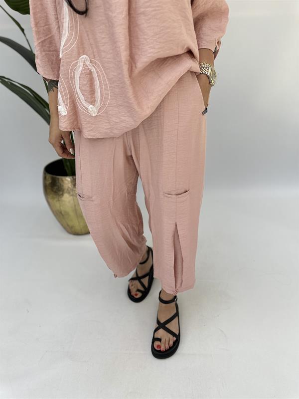 Büyük Beden naturel keten pantolon