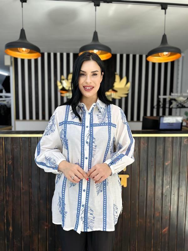 Büyük Beden özel tasarım keten nakışlı bluz