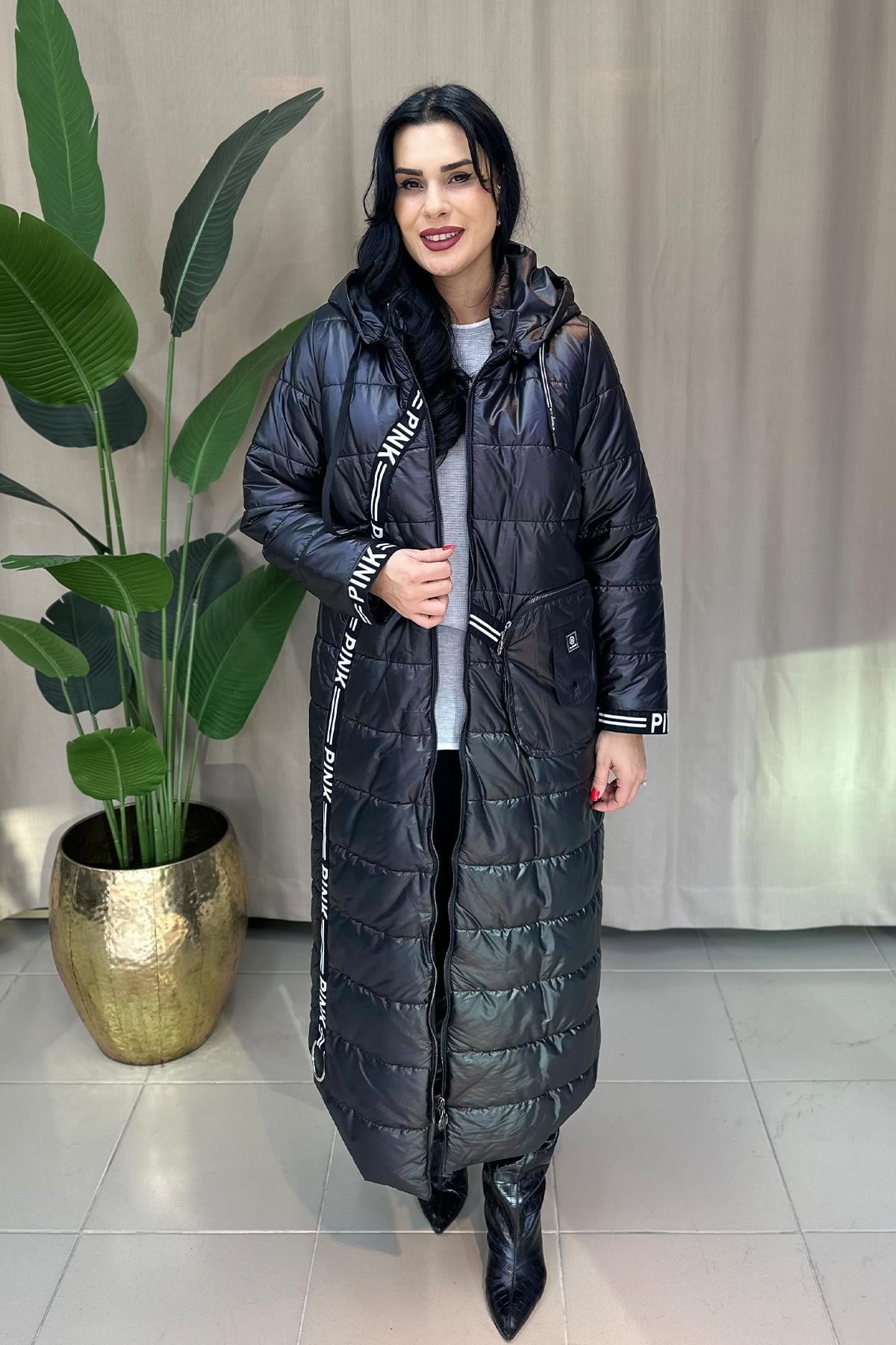 Büyük Beden Pink maxi mont