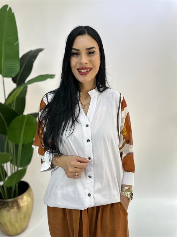 Büyük Beden tül kollu bluz