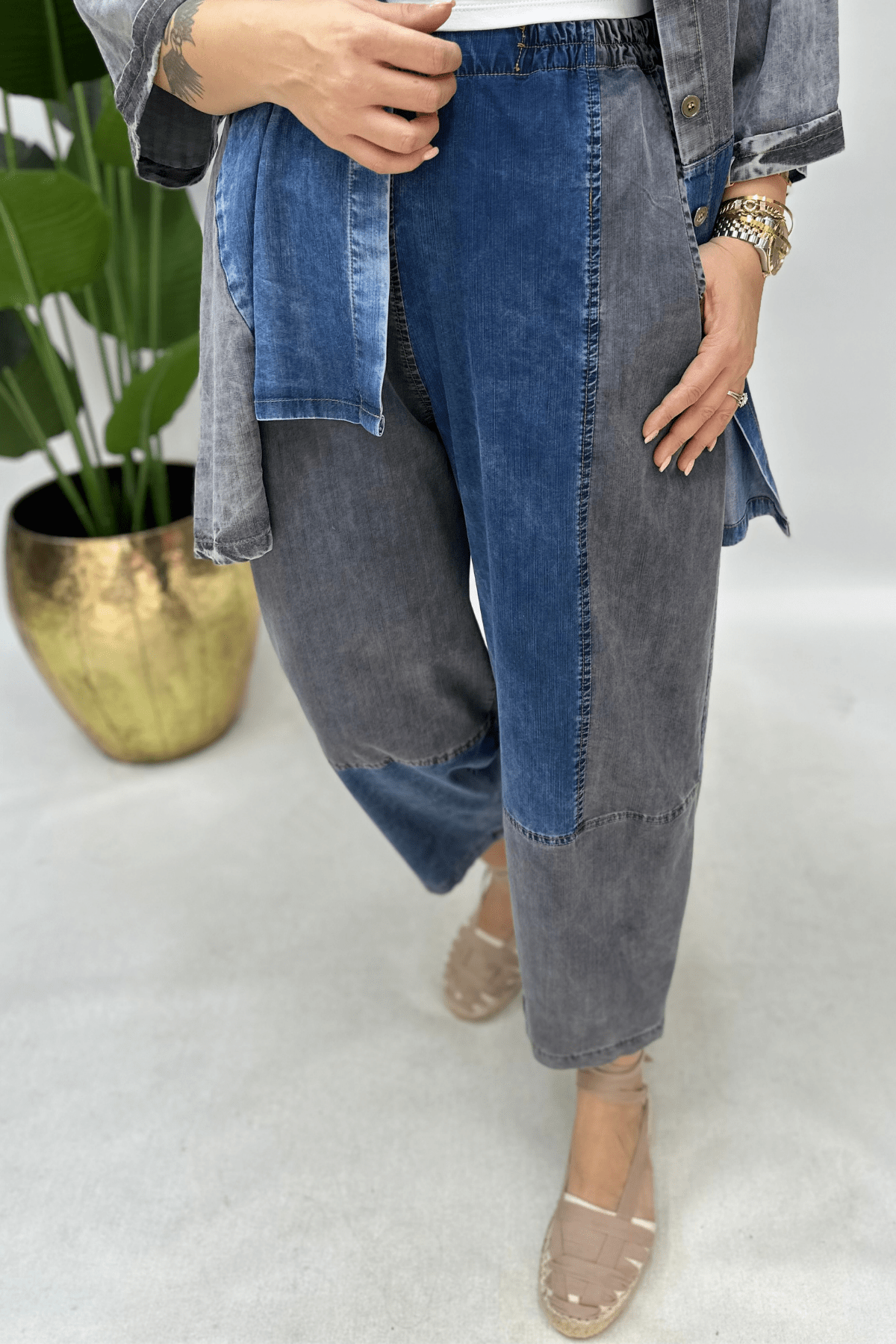 ÇİFT RENKLİ İNCE KOT PANTOLON