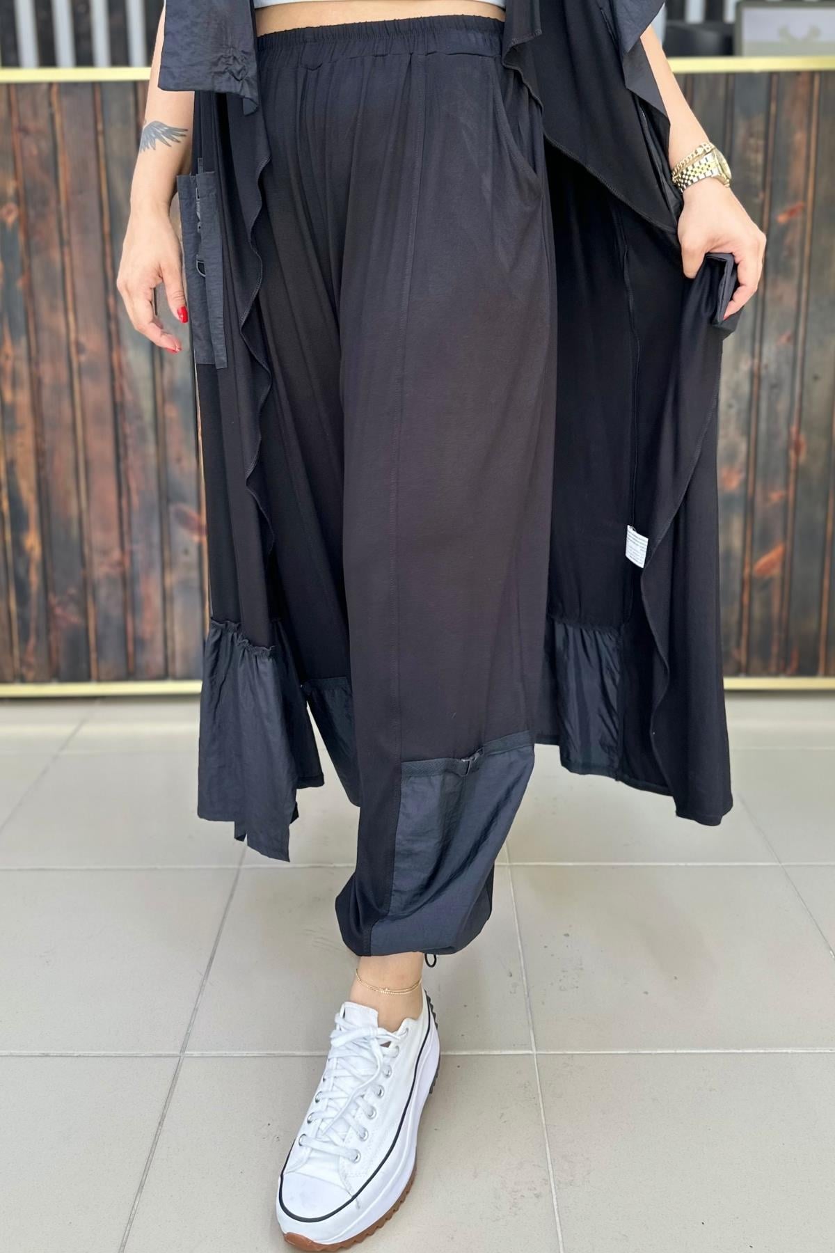 FULL LİKRALI PAÇA DETAYLI PANTALON BÜYÜK BEDEN