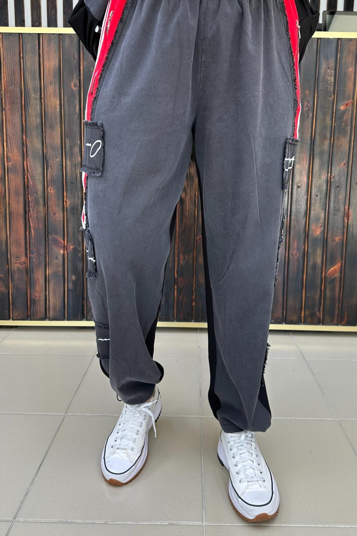 İNCE KOT DETAYLI PANTALON  BÜYÜK BEDEN