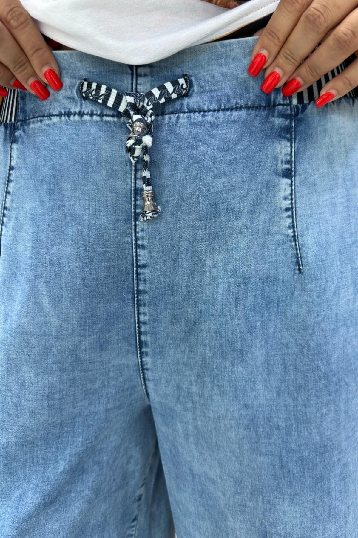 İNCE PAMUKLU KOT PANTALON BÜYÜK BEDEN