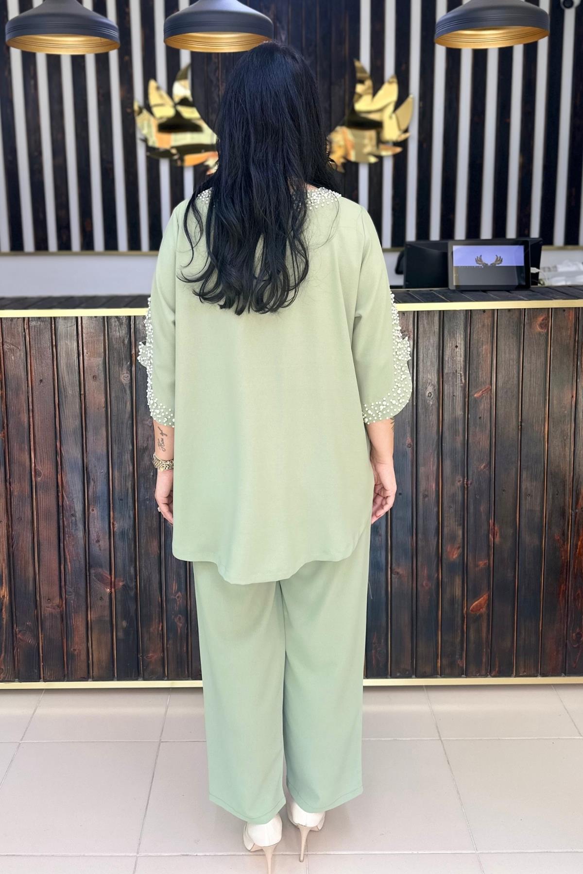 İNCİ VE TAŞ İŞLEMELİ TAKIM MİNT