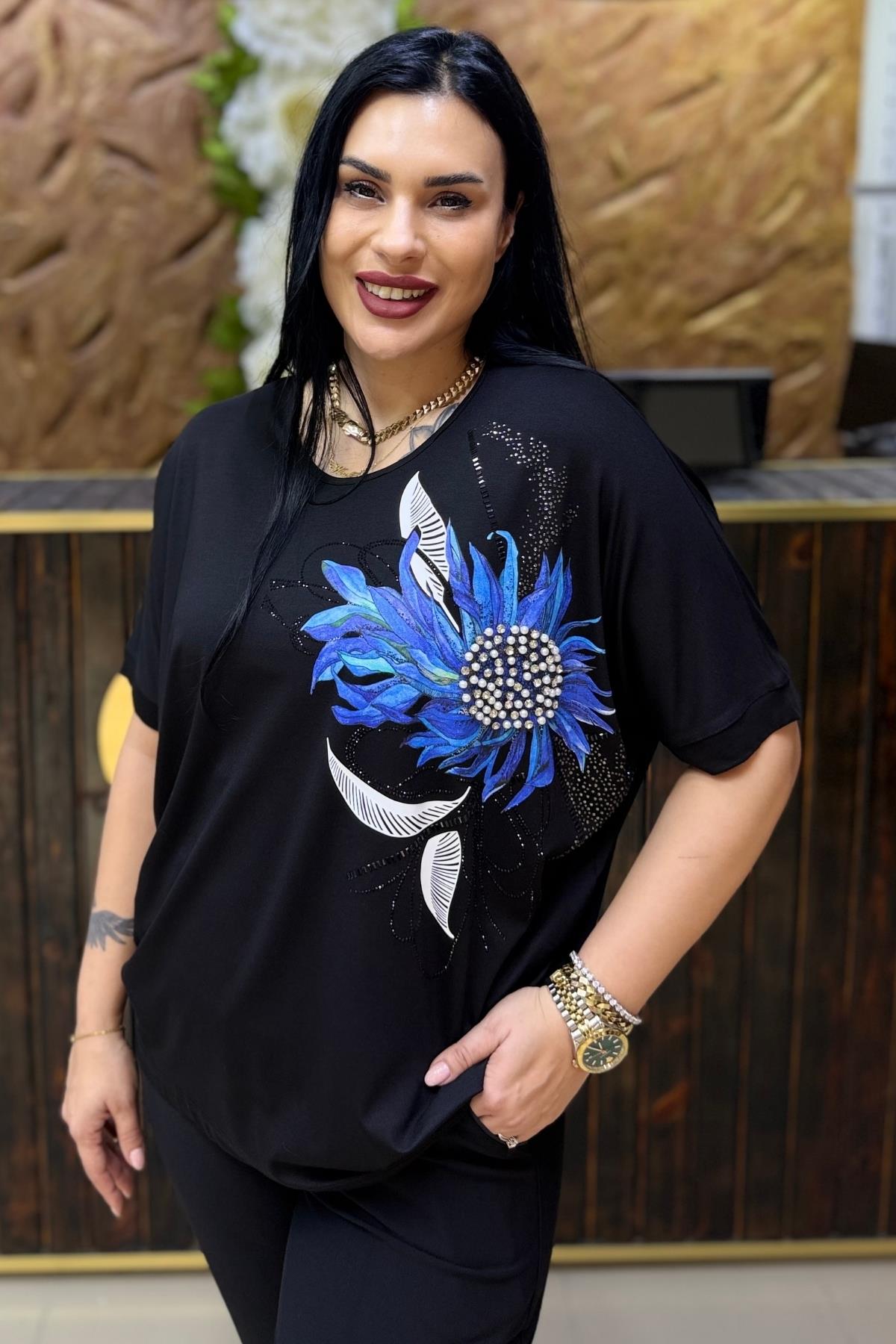 İNCİ VE TAŞLI BAMBU BÜYÜK BEDEN BLUZ