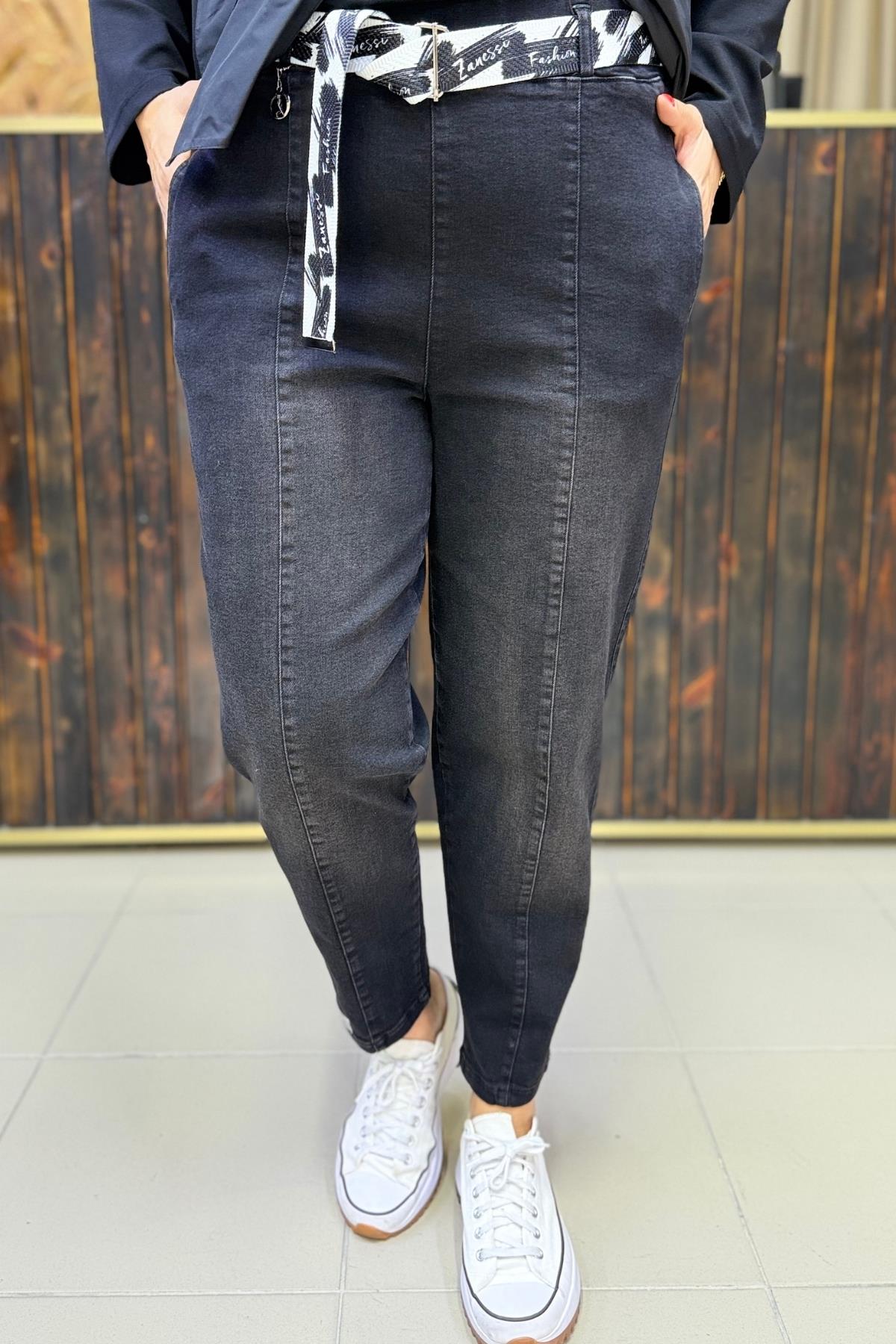KEMERLİ BÜYÜK BEDEN JEAN PANTALON