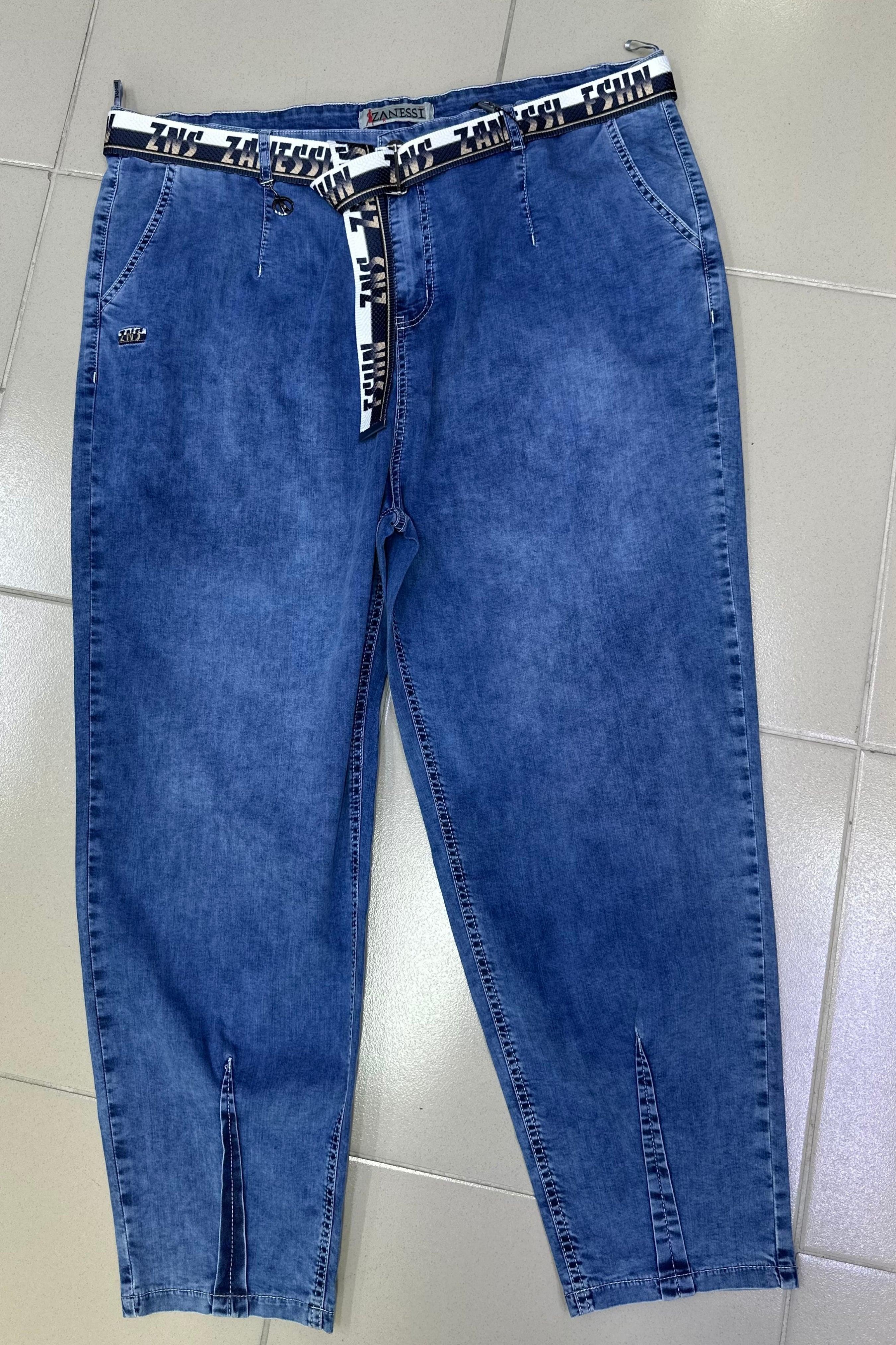 KEMERLİ PAÇA PENSLİ BATTAL BEDEN JEAN - 5397