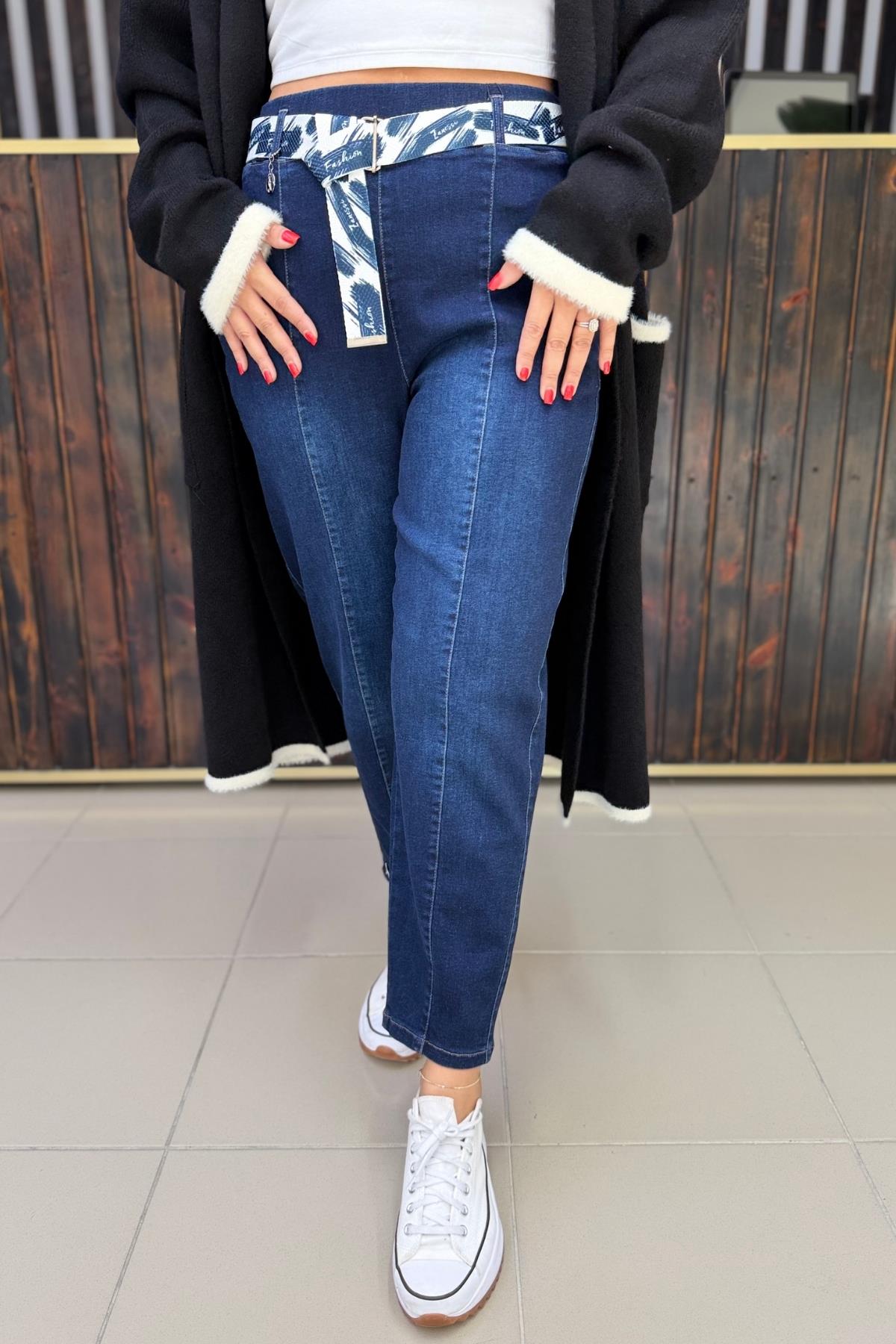 LACİVERT MOM JEAN BÜYÜK BEDEN PANTOLON