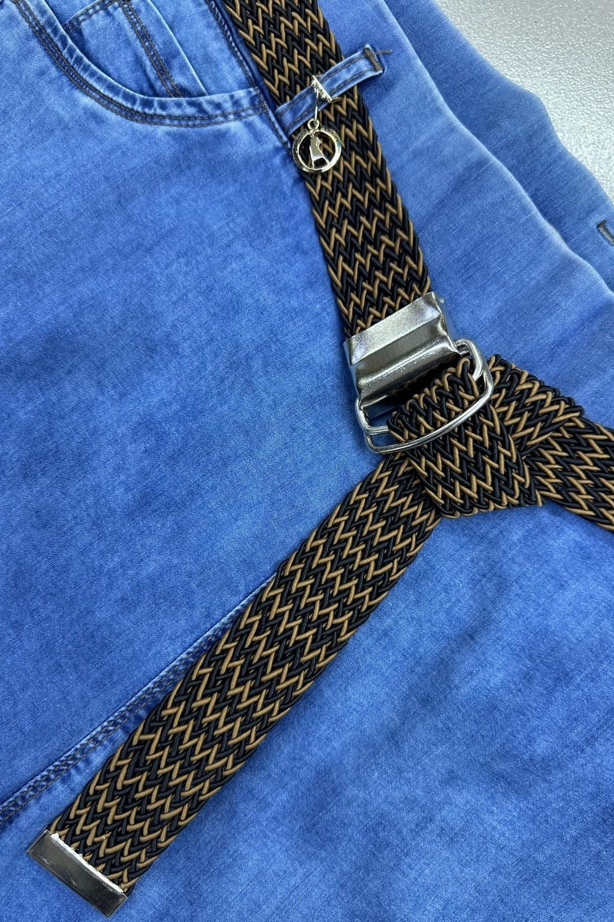 LİKRALI KEMERLİ BÜYÜK BEDEN JEAN PANTOLON 