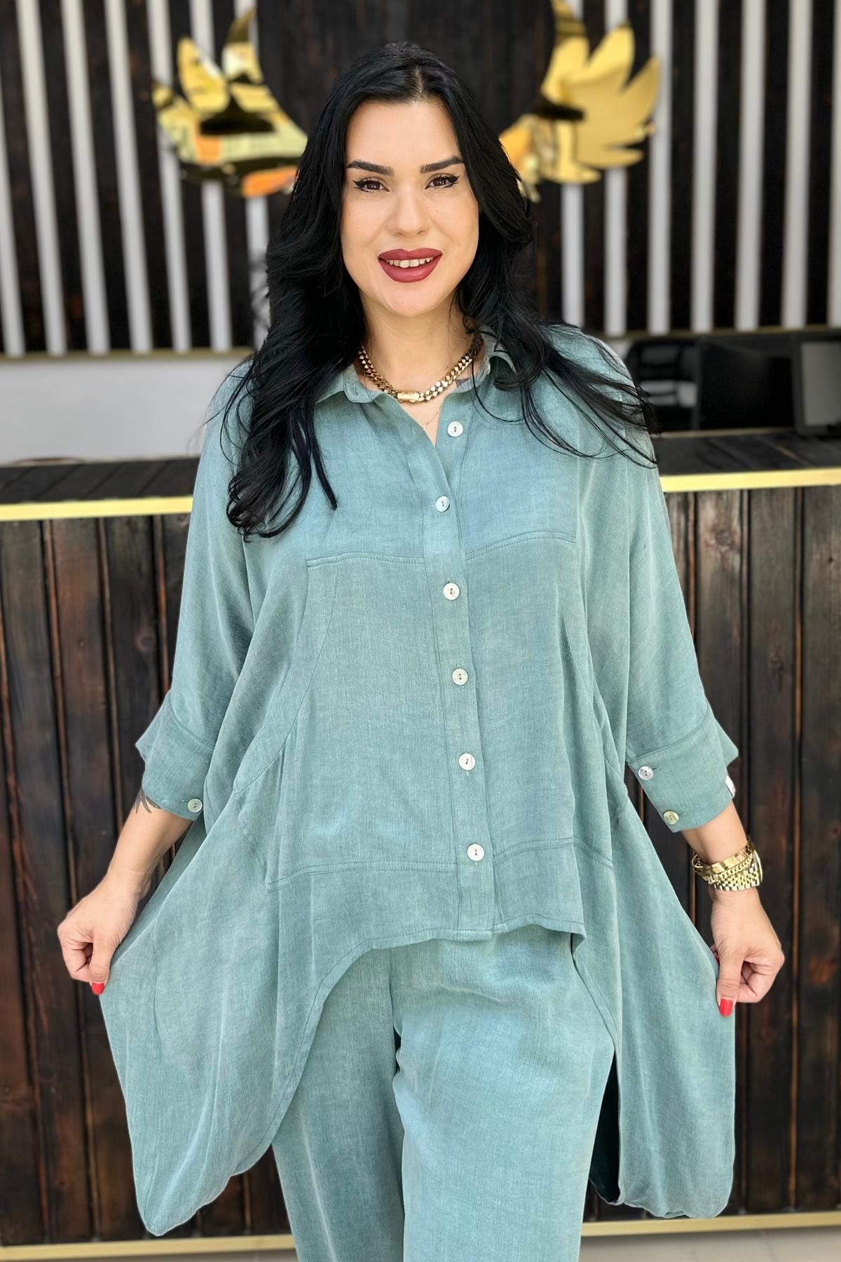 MINT BAMBU KUMAŞ BÜYÜK BEDEN TUNİK