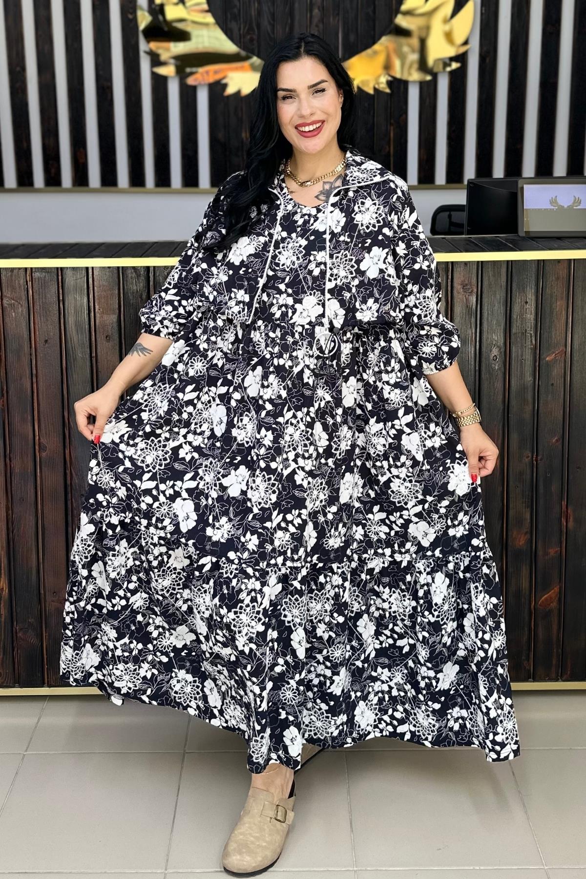 NAKIŞLI ÇİÇEK DESEN BOLERO TAKIM ELBİSE