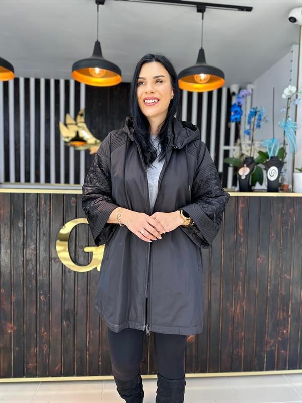 Nakışlı ince mont