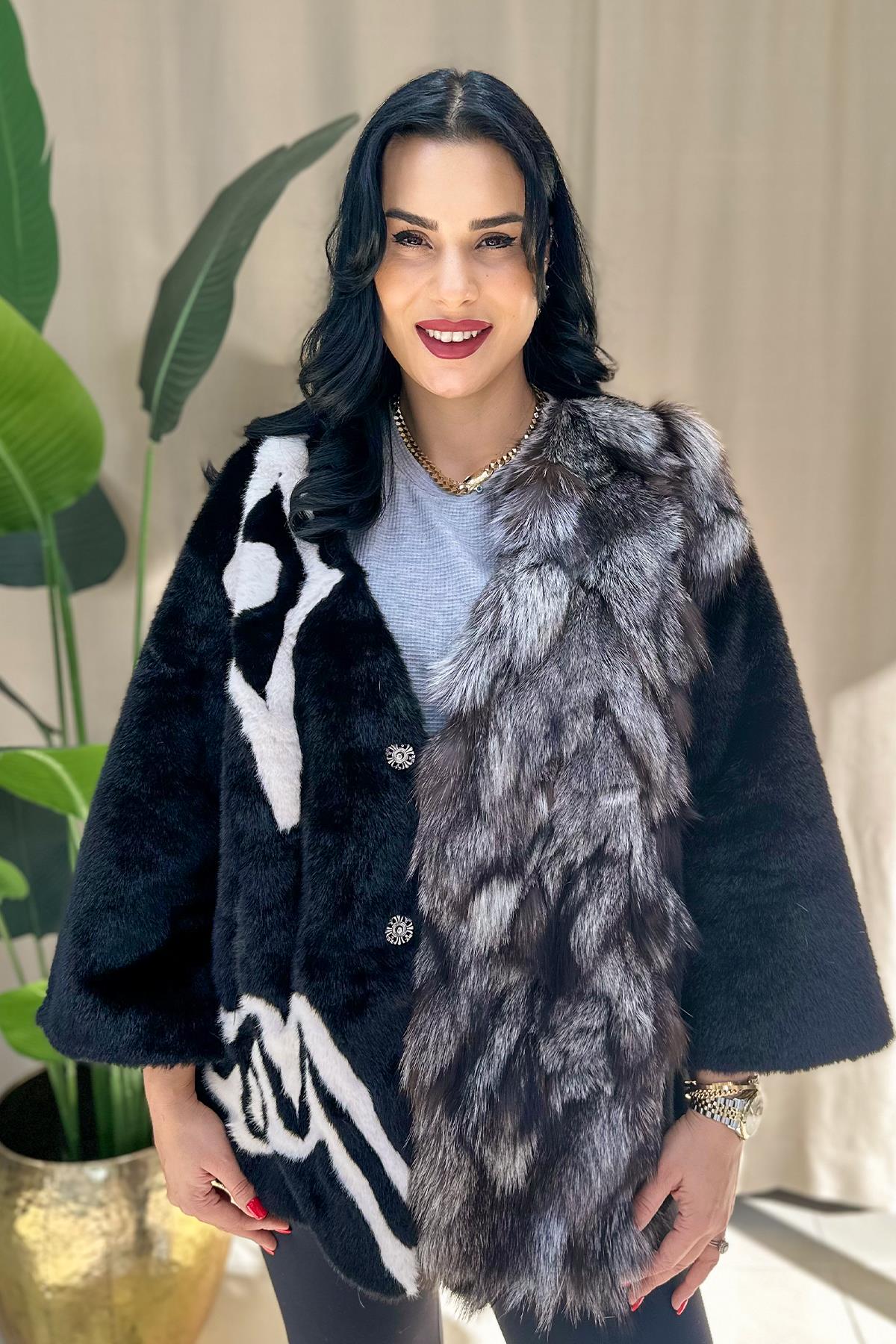 Premium Kürk Kaban - Siyah