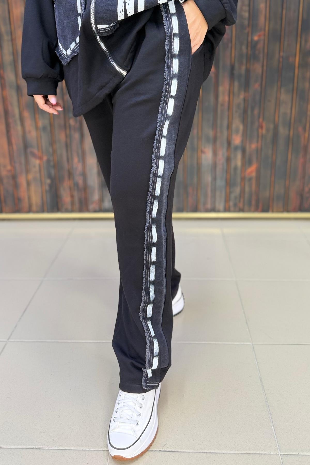 ŞERİTLİ JEAN POLAR BÜYÜK BEDEN PANTOLON