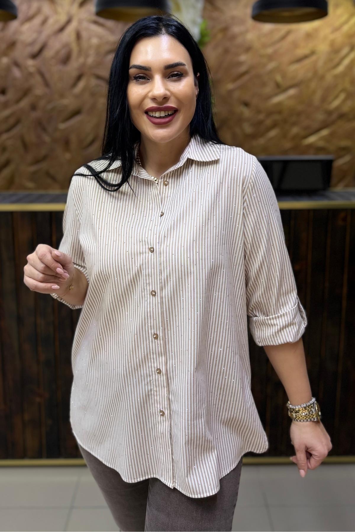 SERPME TAŞLI BÜYÜK BEDEN GÖMLEK