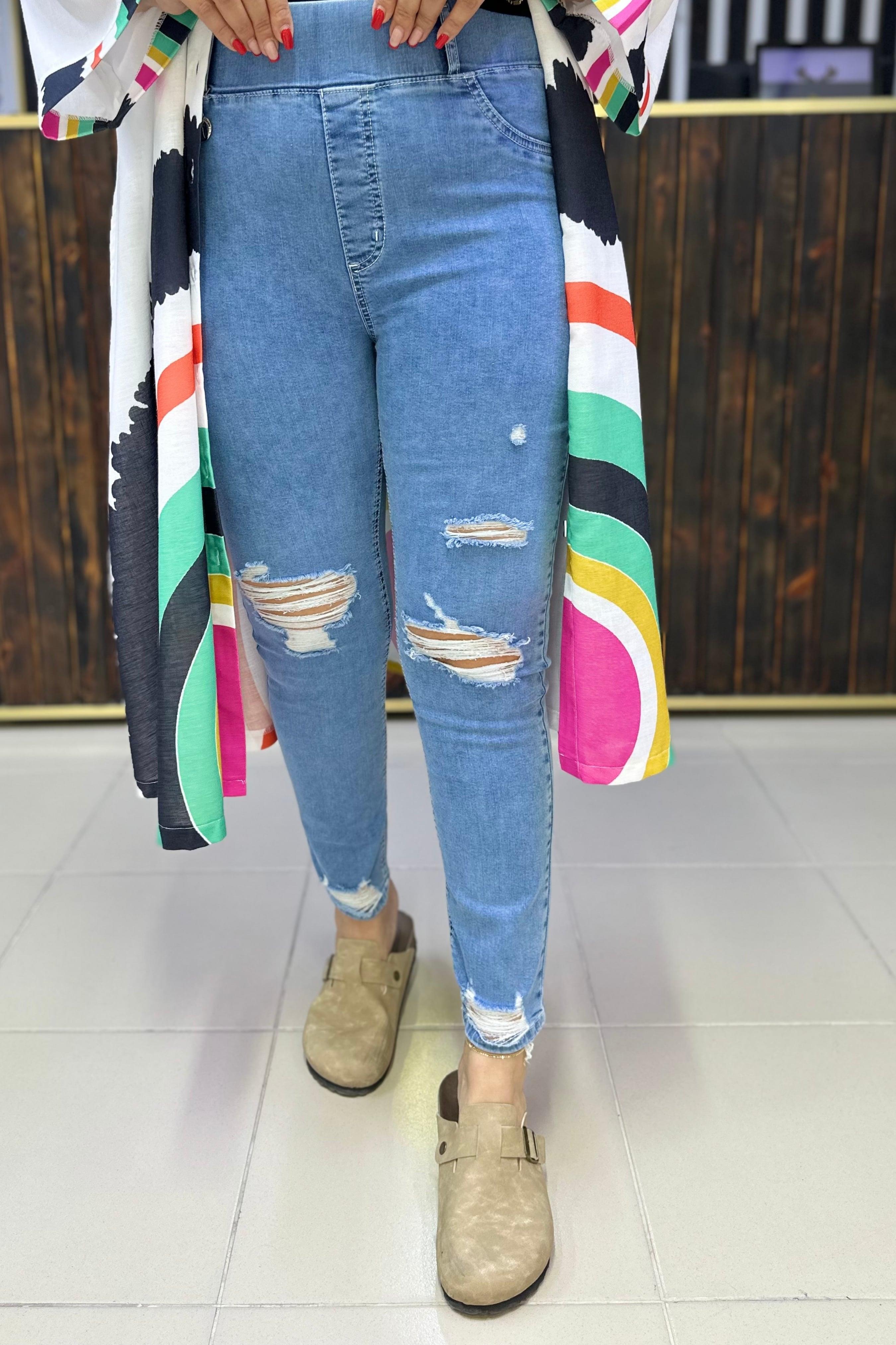 SLİM FİT YIRTIK JEAN BÜYÜK BEDEN PANTALON