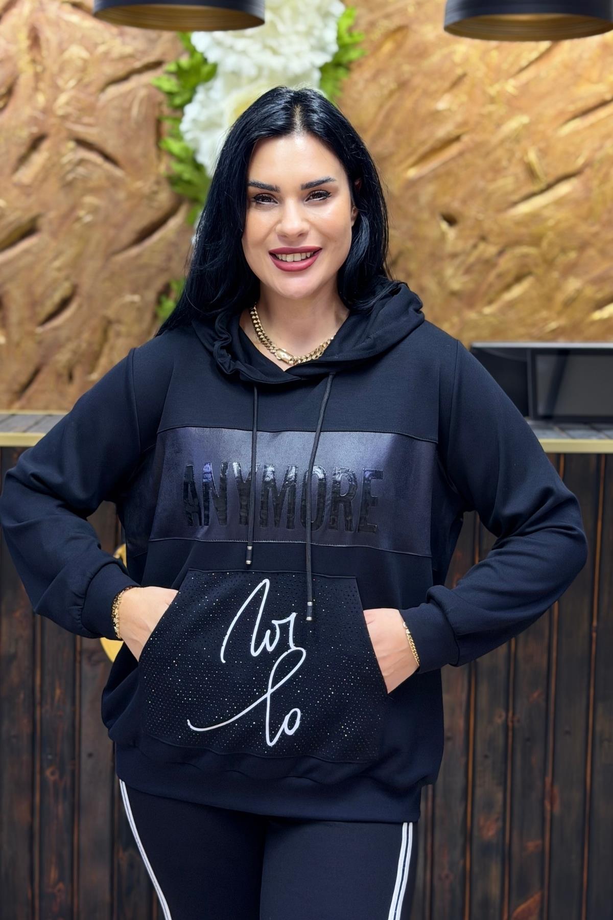 TAŞLI CEPLİ BÜYÜK BEDEN SWEAT