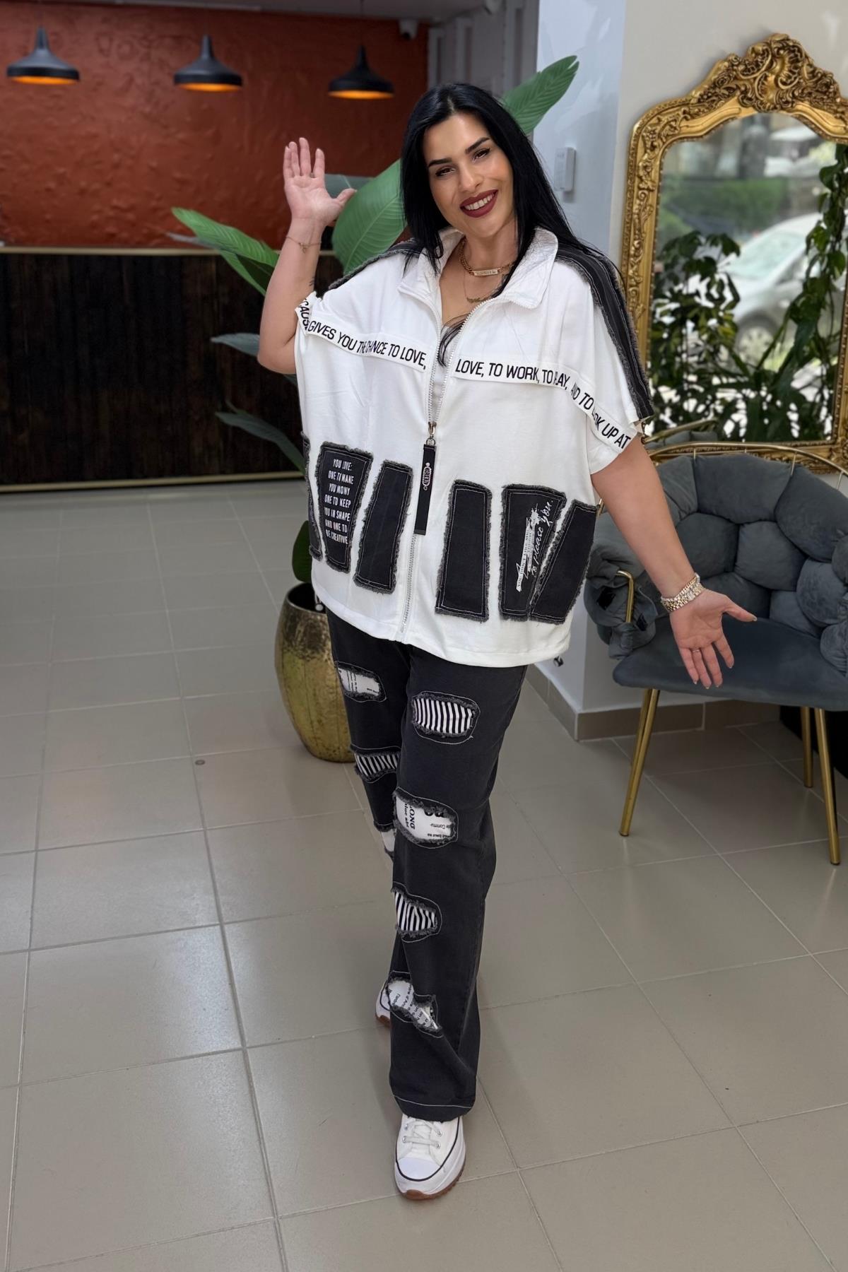 TENCEL JEAN BÜYÜK BEDEN FERMUARLI TAKIM